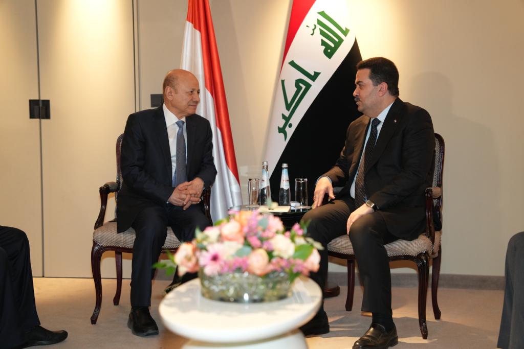 The Chairman of the Presidential Leadership Council discusses with the Iraqi Prime Minister the bilateral relations between the two countries