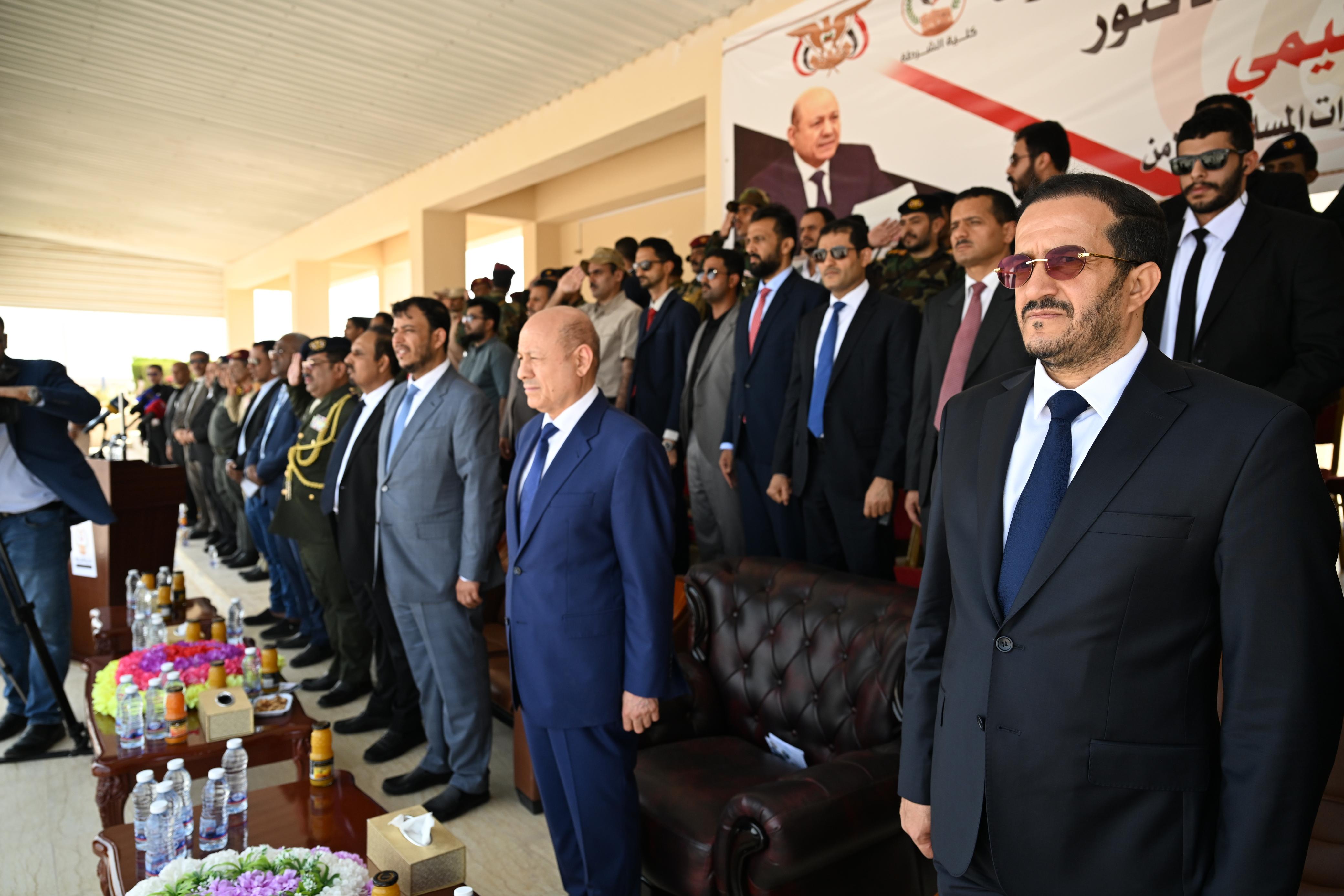 President Al-Alimi along with Abdullah Al-Alimi and Othman Mujli visit Hadhramaut Police College