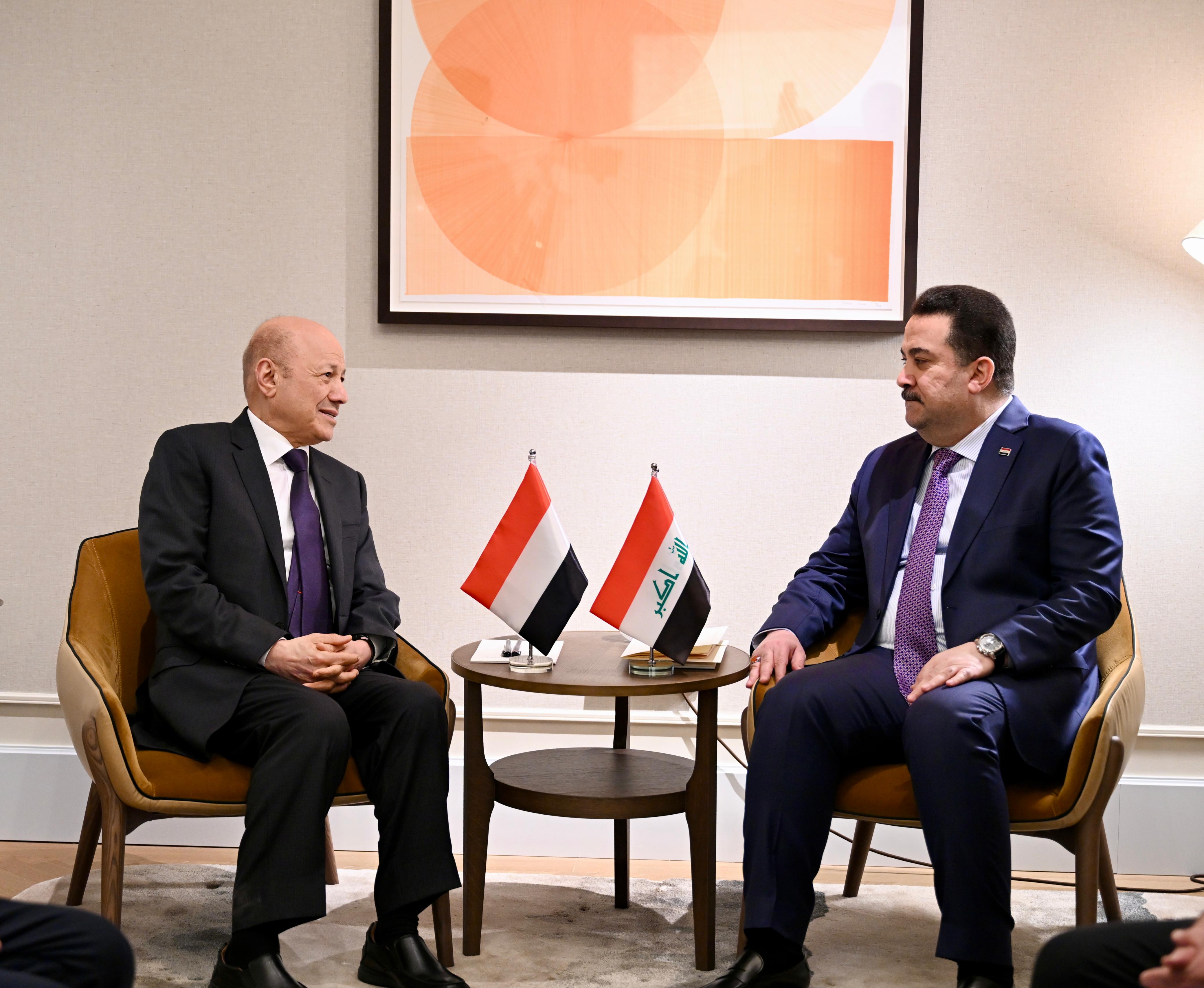 President Al-Alimi Meets with Prime Minister of Iraq