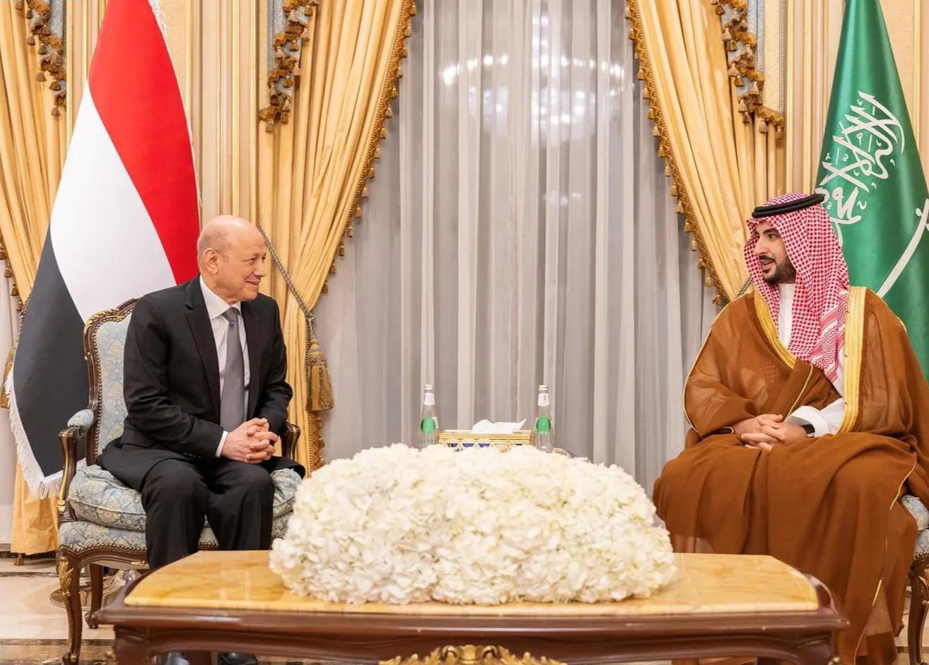 President and members of the Presidential Leadership Council met the Saudi Minister of Defense