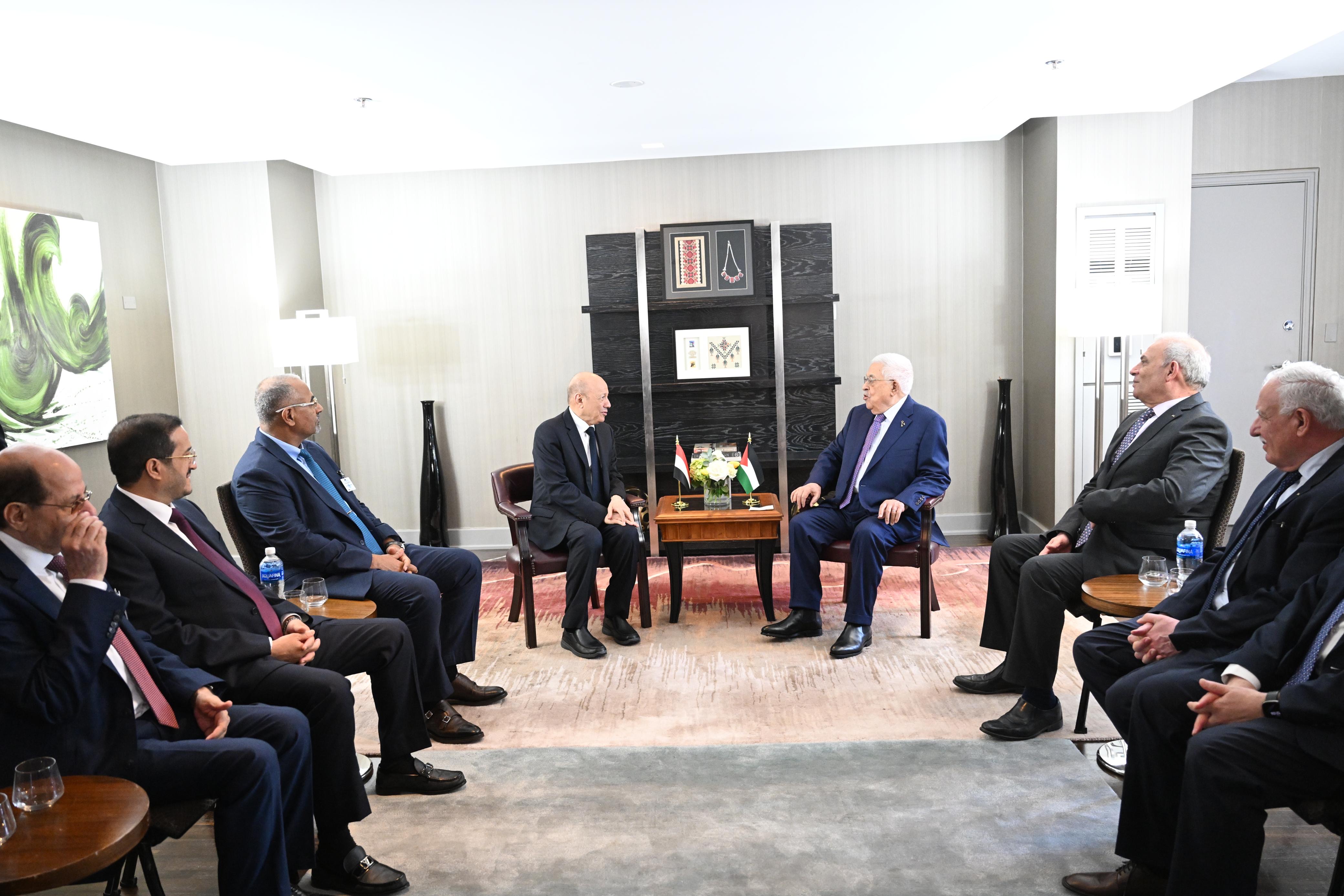 PRESIDENT AL-ALIMI MEETS WITH PALESTINIAN PRESIDENT TO DISCUSS NATIONAL AND REGIONAL DEVELOPMENTS