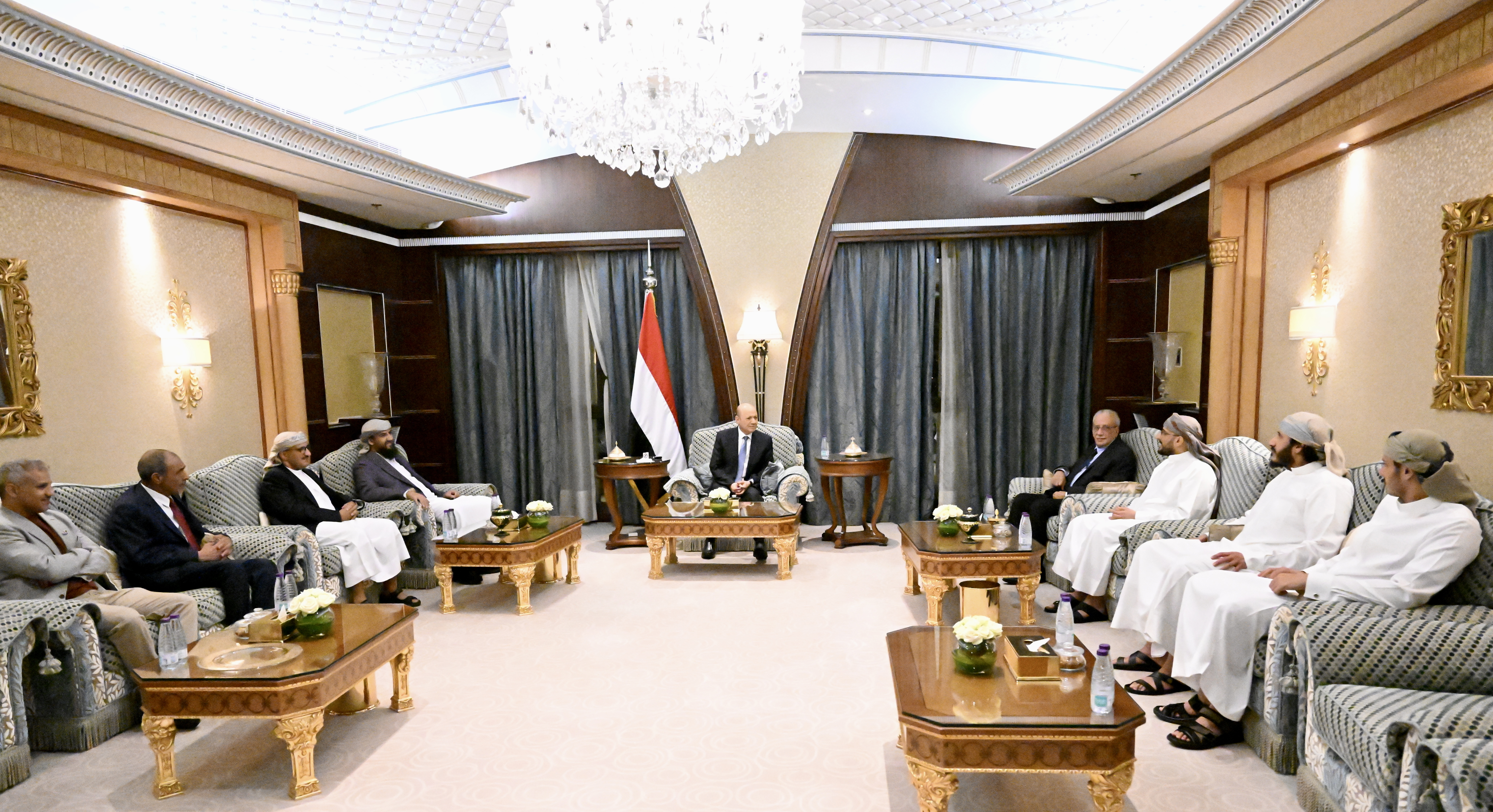 Leadership Council Chairman receives Colonel Saleh and Captain Afash, , after their release from Houthi prisons.