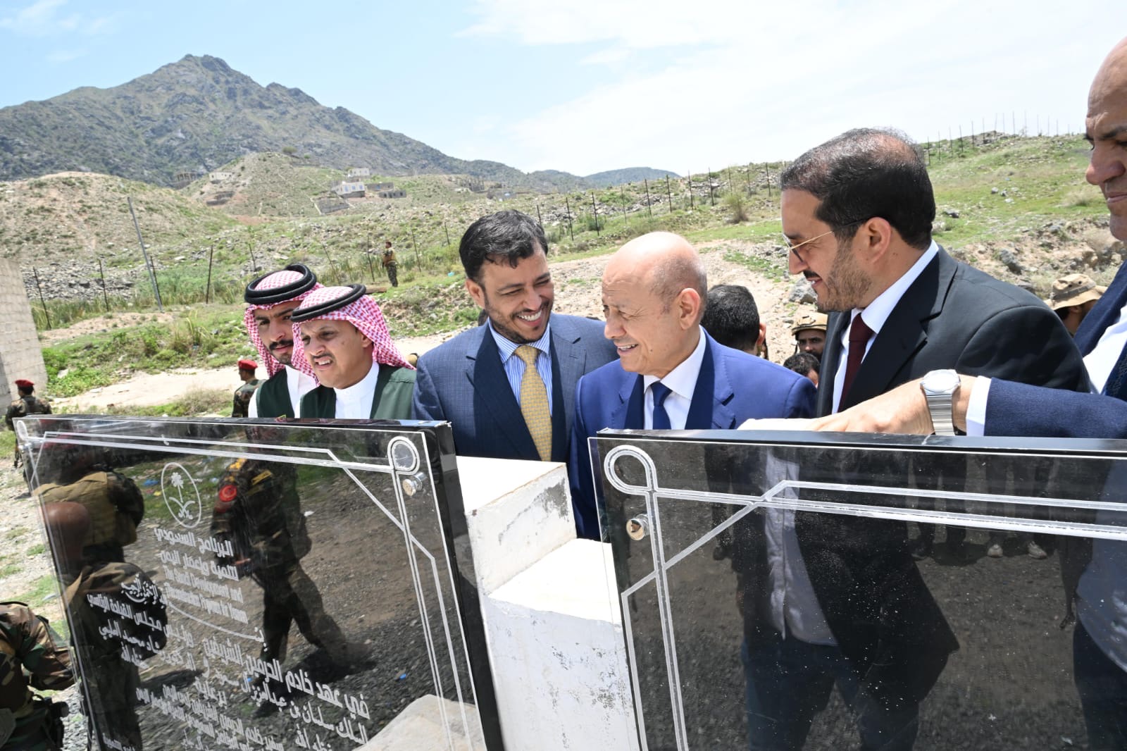 President Al-Alimi Along With Abdullah AL-Alimi And Othman Majili, Members Of The PLC lay foundation stone for number of Saudi projects in Taiz