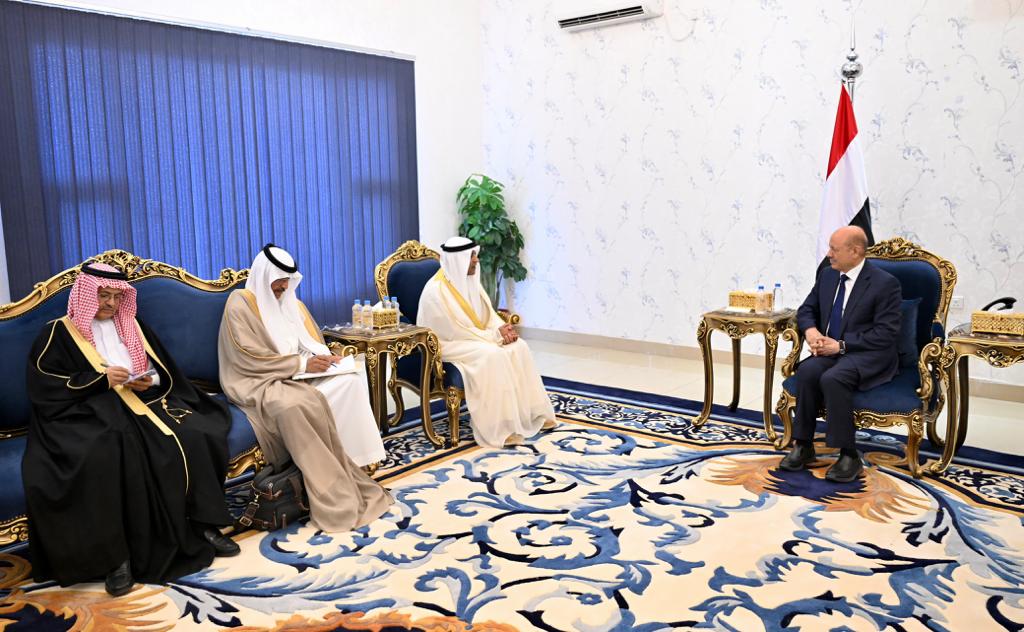 PRESIDENT DR. RASHAD MOHAMMED AL-ALIMI,  RECEIVED THE SECRETARY-GENERAL OF THE GULF COOPERATION COUNCIL (GCC), IN ADEN Thu ، 31 Aug 2023