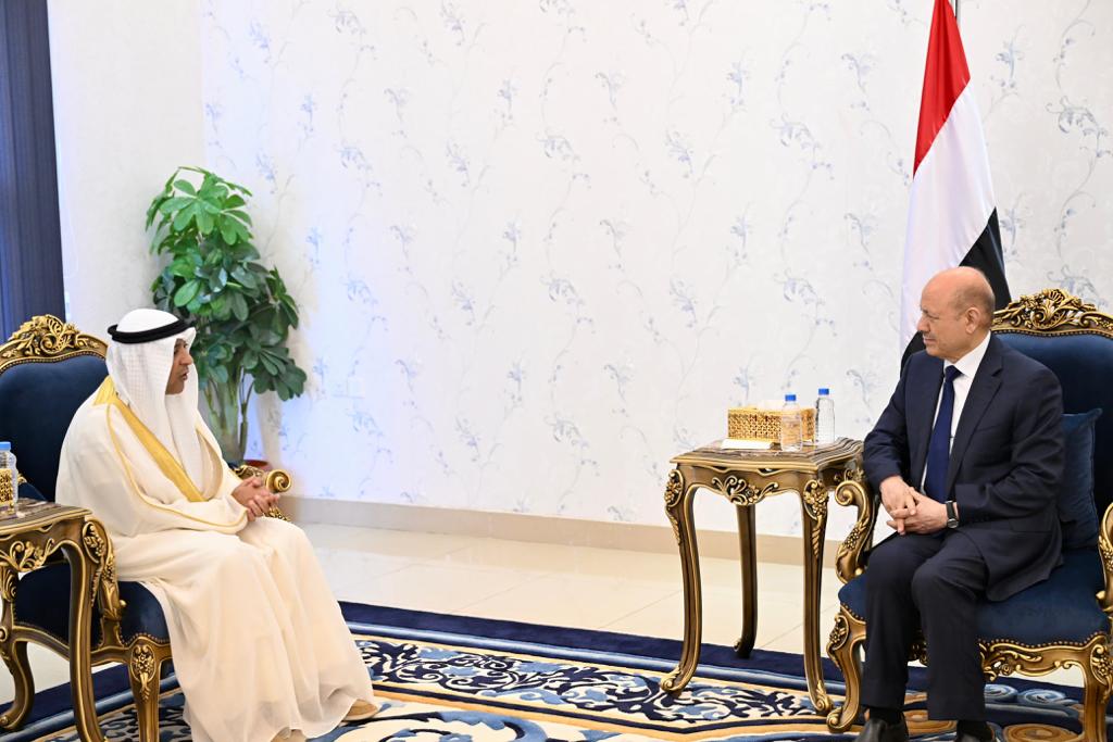 PRESIDENT DR. RASHAD MOHAMMED AL-ALIMI,  RECEIVED THE SECRETARY-GENERAL OF THE GULF COOPERATION COUNCIL (GCC), IN ADEN Thu ، 31 Aug 2023