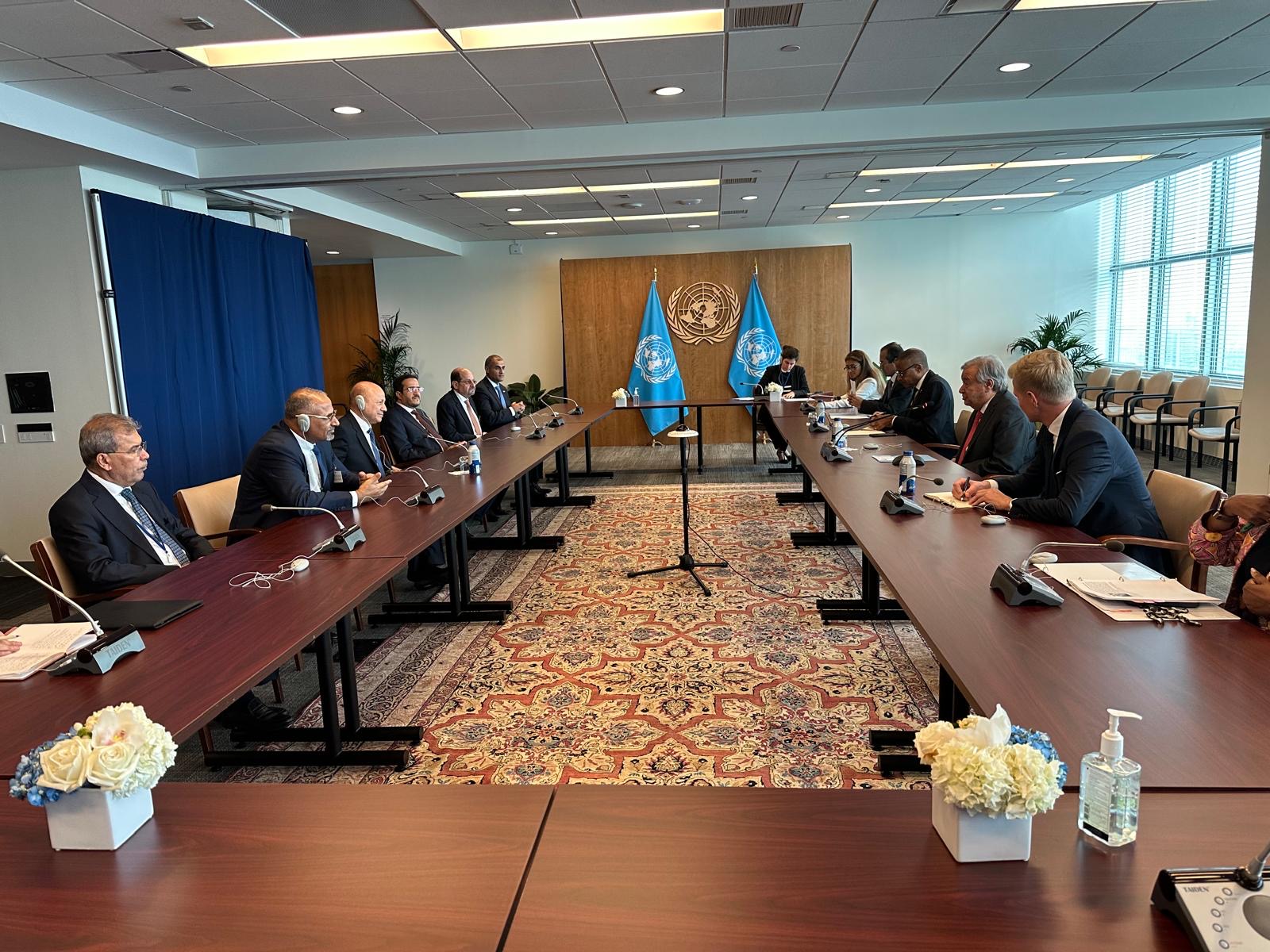 PRESIDENT AL-ALIMI DISCUSSES HUMANITARIAN SITUATION AND PEACE EFFORTS IN YEMEN WITH UN SECRETARY-GENERAL