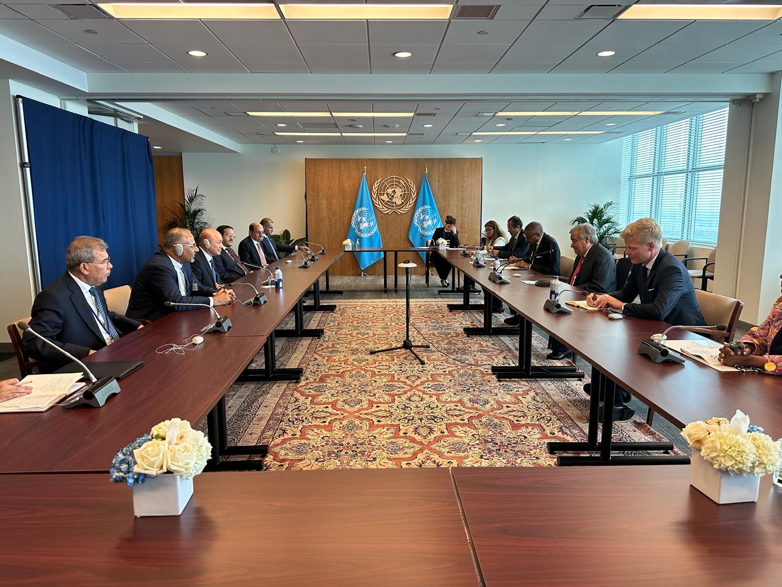 PRESIDENT AL-ALIMI DISCUSSES HUMANITARIAN SITUATION AND PEACE EFFORTS IN YEMEN WITH UN SECRETARY-GENERAL